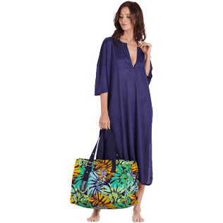 Femme AUTRES Uni - Robe de Plage Femme en Lin Uni, Bleu nuit supp2 Femme AUTRES Uni - Robe de Plage Femme en Lin Uni, Bleu nuit supp2
