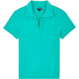 Women Others Solid - Women Terry cloth Polo Shirt Solid, Veronese green front Women Others Solid - Women Terry cloth Polo Shirt Solid, Veronese green front