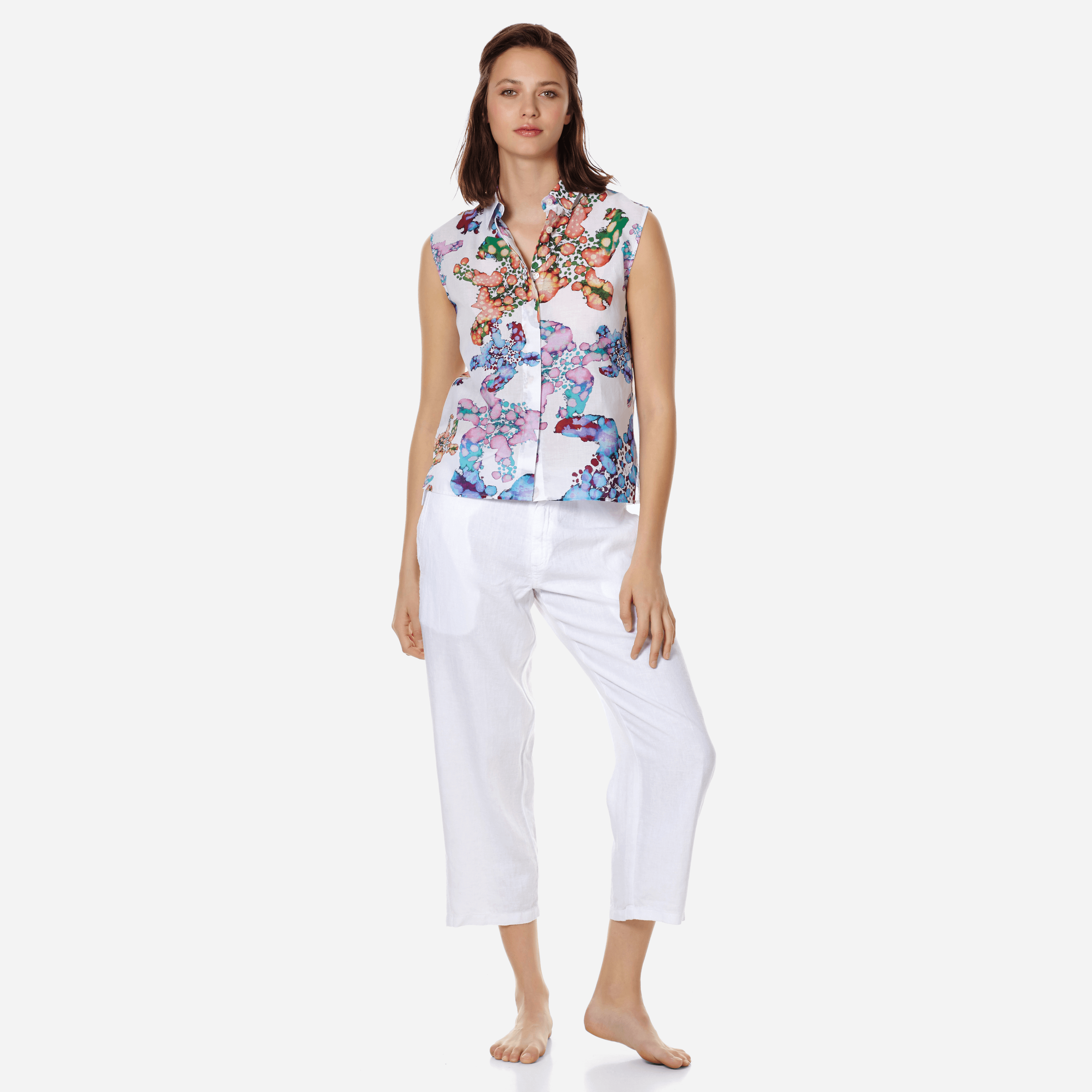 Click to view more detailed imagery on our partner's website Vilebrequin Women Cotton Shirt Watercolor Turtles In White