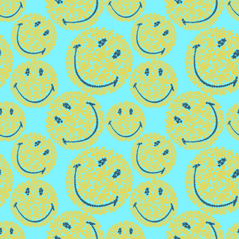 Serviette de plage Turtles Smiley - Vilebrequin x Smiley®, Bleu lazuli imprimé