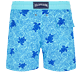 Men Classic Printed - Men Swimwear Turtles Splash Flocked, Lazulii blue back view