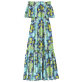 Women Others Printed - Women Cotton Off the Shoulder Long Dress Kaleidoscope, Lagoon front view