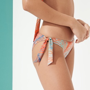 Women Classic brief Printed - Women Bikini Bottom Mini Brief to be tied Plumes, Guava details view 1