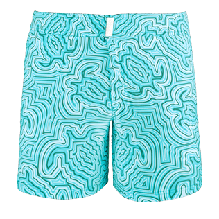 Men Short, Fitted Printed - Men Short and Fitted Stretch Swimwear Hypnotic Turtles, Curacao front Men Short, Fitted Printed - Men Short and Fitted Stretch Swimwear Hypnotic Turtles, Curacao front