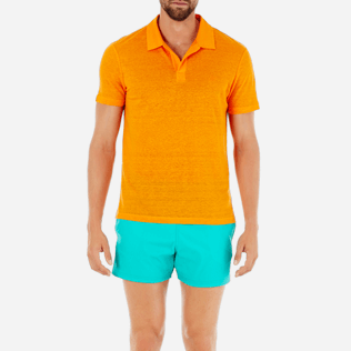 Homme AUTRES Uni - Polo en jersey de Lin Uni, Kumquat supp1 Homme AUTRES Uni - Polo en jersey de Lin Uni, Kumquat supp1