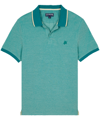 Men Cotton Changing Color Pique Polo Shirt Emerald vista frontale