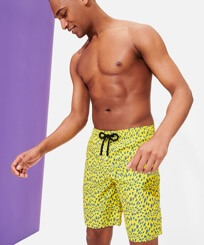 Men Long classic Printed - Men Swimwear 2020 Long Micro Ronde Des Tortues Waves, Lemon front worn view