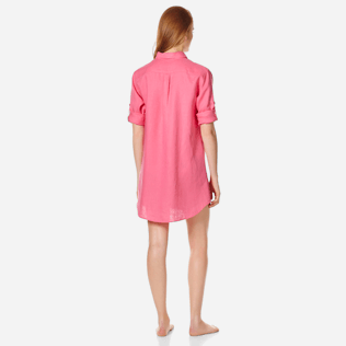 Mujer Autros Liso - Camisa larga en lino de color liso para mujer, Cherry blossom supp4 Mujer Autros Liso - Camisa larga en lino de color liso para mujer, Cherry blossom supp4