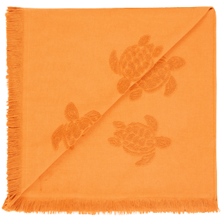 Andere Uni - Jacquard Turtles Strandlaken in foulardstijl van biologisch katoen, Terracotta Rückansicht