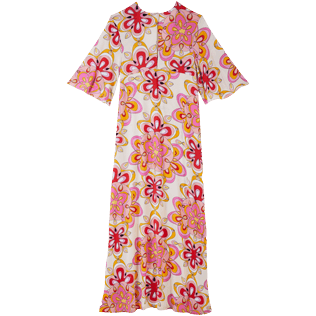 Damen Andere Bedruckt - Langes Kaleidoscope Kleid für Damen, Camellia Rückansicht