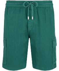 Men Others Solid - Men Linen Bermuda Shorts cargo pockets, Linden front view