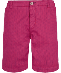 Men Others Graphic - Men Chino printed Bermuda Shorts Micro Flowers, Shocking pink front view