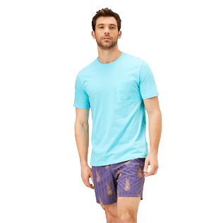 Men Others Solid - Men Organic Cotton T-Shirt Solid, Lazulii blue frontworn Men Others Solid - Men Organic Cotton T-Shirt Solid, Lazulii blue frontworn