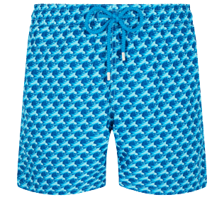 Men Classic Printed - Men Swim Trunks Micro Waves, Lazulii blue front view
