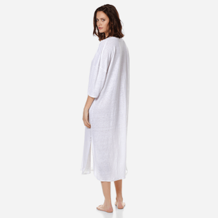 Damen Andere Uni - Langes Solid Tunikakleid aus Leinenjersey für Damen, Weiss backworn Damen Andere Uni - Langes Solid Tunikakleid aus Leinenjersey für Damen, Weiss backworn