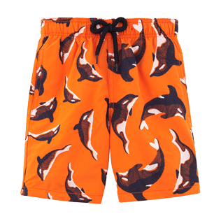 Garçons Classique Moorea Brodé - Maillot de bain brodé Galak, Papaye front Garçons Classique Moorea Brodé - Maillot de bain brodé Galak, Papaye front