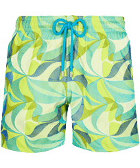 Men Classic Embroidered - Men Swimwear Embroidered 1984 Invisible Fish - Limited Edition, Chartreuse front view