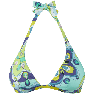 Mujer Halter Estampado - Top de bikini anudado alrededor del cuello con estampado Kaleidoscope para mujer, Laguna vista frontal