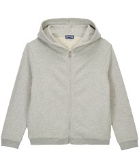 Boys Front Zip Sweatshirt Turtle print at the back Heather grey front view