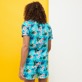 Men Others Printed - Men Bowling Shirt Linen and Cotton Turtles Jungle, Lazulii blue back worn view