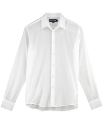 Camisa en algodón de color liso para hombre Blanco vista frontal