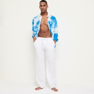 Homme AUTRES Uni - Pantalon en Lin homme uni, Blanc frontworn Homme AUTRES Uni - Pantalon en Lin homme uni, Blanc frontworn