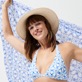 Mujer Fitted Estampado - Top de bikini con estampado Ikat Medusa para mujer, Blanco detalles vista 1