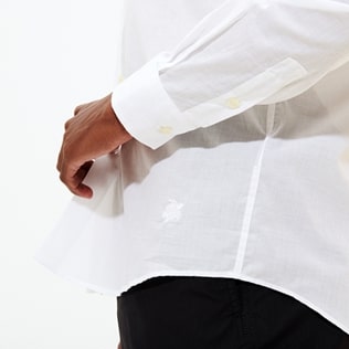 Uomo Altri Unita - Camicia unisex in voile di cotone tinta unita, Bianco dettagli vista 2