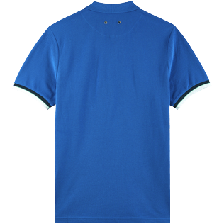 Picture of Men Others Solid - Men Cotton Pique Polo Shirt Solid, Sea blue back view Picture of Men Others Solid - Men Cotton Pique Polo Shirt Solid, Sea blue back view