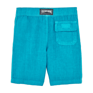 Niños Autros Liso - Bermudas cortas de lino con estampado liso para niño, Curazao back Niños Autros Liso - Bermudas cortas de lino con estampado liso para niño, Curazao back