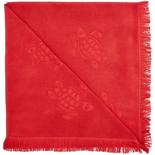 Others Solid - Fouta in terry cloth Turtles Jacquard, Red polish back Others Solid - Fouta in terry cloth Turtles Jacquard, Red polish back