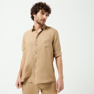 Camisa de lino con tinte natural para hombre Nuts detalles vista 6