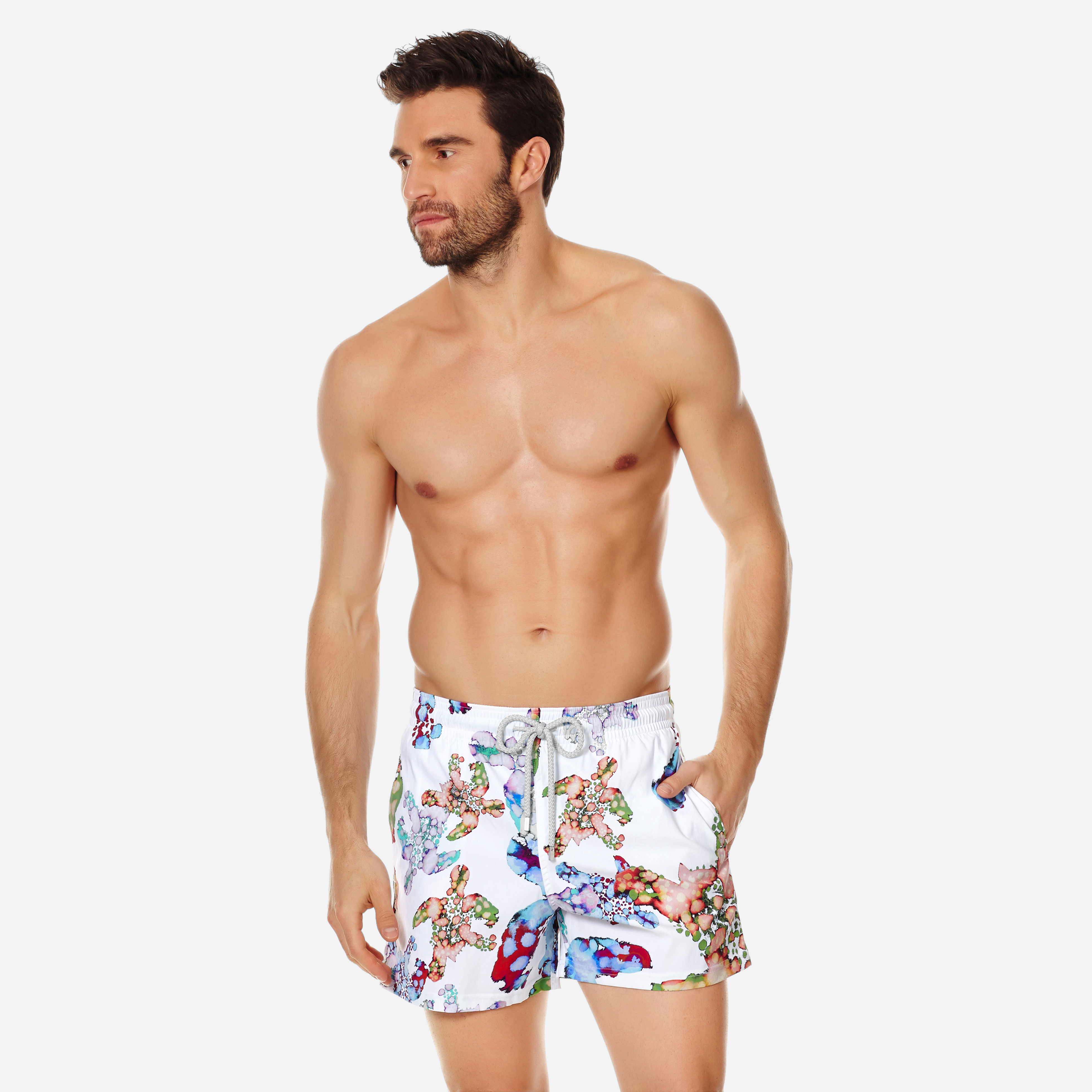 VILEBREQUIN MEN SWIMWEAR STRETCH WATERCOLOR TURTLES,MSOH9F04