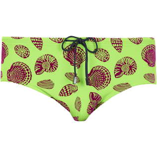 Hombre 007 Estampado - Bañador slip ajustado con estampado Shell Game para hombre, Verde fluorescente front Hombre 007 Estampado - Bañador slip ajustado con estampado Shell Game para hombre, Verde fluorescente front