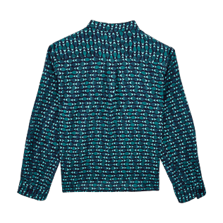 Niños Camisetas Estampado - Camisa en seda de algodón con estampado Modernist Fish para niño, Azul marino back Niños Camisetas Estampado - Camisa en seda de algodón con estampado Modernist Fish para niño, Azul marino back