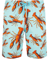 Men Long classic Printed - Men Long Swim Shorts Lobster, Lagoon front view