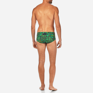 Men Short Printed - Natural Flowers Swim briefs, Olive backworn Men Short Printed - Natural Flowers Swim briefs, Olive backworn