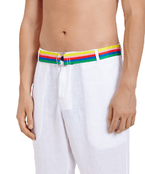 Hombre Autros Estampado - Cinturón resistente al agua con estampado Rainbow - Vilebrequin x JCC+ - Edición limitada, Blanco vista frontal desgastada