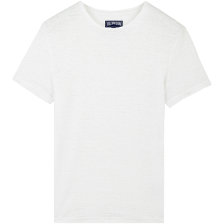 Men Others Solid - Men Linen Jersey T-Shirt Solid, White front Men Others Solid - Men Linen Jersey T-Shirt Solid, White front
