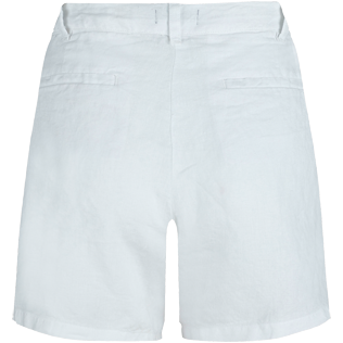 Women Others Solid - Women Linen Bermuda Shorts Solid, White back Women Others Solid - Women Linen Bermuda Shorts Solid, White back