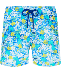 Men Swimwear Tropical Turtles Vintage Lazulii blue front view