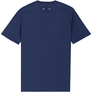 Camiseta de algodón orgánico de color liso para hombre Azul marino vista trasera