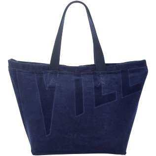 Uomini Borse Unita - Borsa da spiaggia grande in spugna tinta unita Jacquard, Blu marine back Uomini Borse Unita - Borsa da spiaggia grande in spugna tinta unita Jacquard, Blu marine back