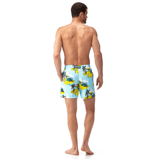 Men Classic / Moorea Printed - Sunny Car Swim shorts, Frosted blue backworn Men Classic / Moorea Printed - Sunny Car Swim shorts, Frosted blue backworn