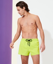 Men Others Solid - Men Swim Trunks Short and Fitted Stretch Solid, Lemongrass front worn view
