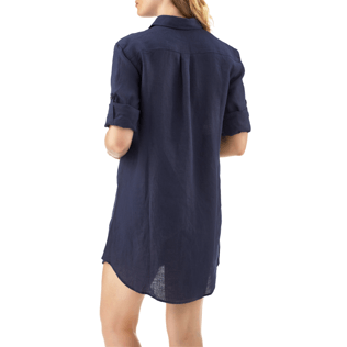 Mujer Autros Liso - Camisa larga de lino, Azul marino supp3 Mujer Autros Liso - Camisa larga de lino, Azul marino supp3