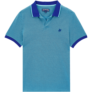 Men Others Solid - Men Changing Cotton Pique Polo Shirt Solid, Azure front view