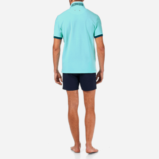 Men Others Solid - Solid Cotton pique polo, Lagoon supp4 Men Others Solid - Solid Cotton pique polo, Lagoon supp4