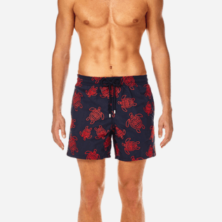 Hombre Corte Clásico Bordado - Bañador con bordado integral Turtles de Vilebrequin, Azul marino supp1 Hombre Corte Clásico Bordado - Bañador con bordado integral Turtles de Vilebrequin, Azul marino supp1