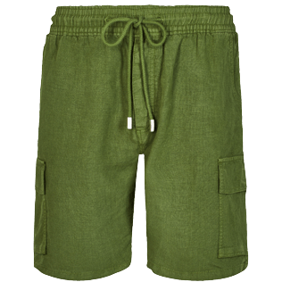 Men Others Solid - Men Linen Bermuda Shorts cargo pockets, Sycamore front view